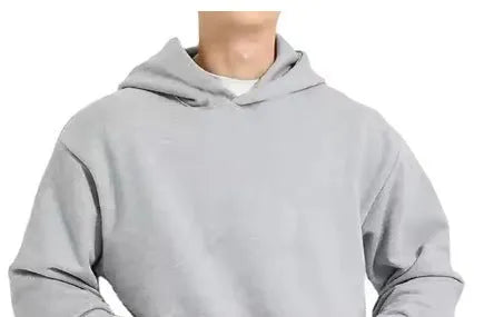 Men's fleece-lined cotton sweater hoodie with wool lining in solid colour options