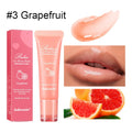 Women's flavoured lip gloss in yellow peach, berry, grapefruit, and grape options for a natural finish.