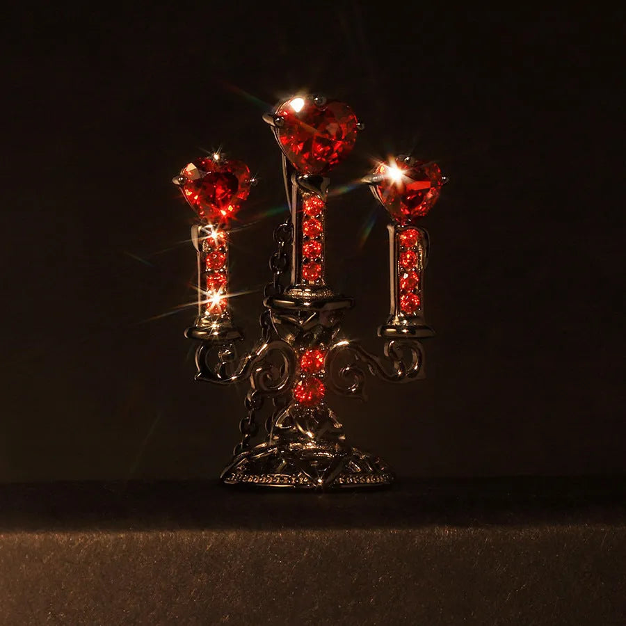 Women's retro gothic hollow candlestick pendant necklace with zinc alloy cross chain