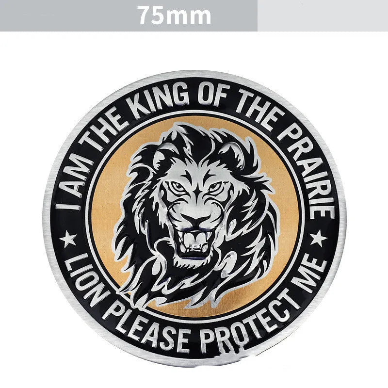 Aluminium car badge sticker featuring an eagle, lion, tiger, or wolf head design for vehicle exterior modification.