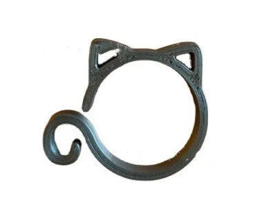 Cat-shaped plastic gardening clip in green colour measuring 3x4cm for plant support