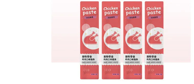 10-piece pack of cat strip snacks for kittens with four functional flavour options