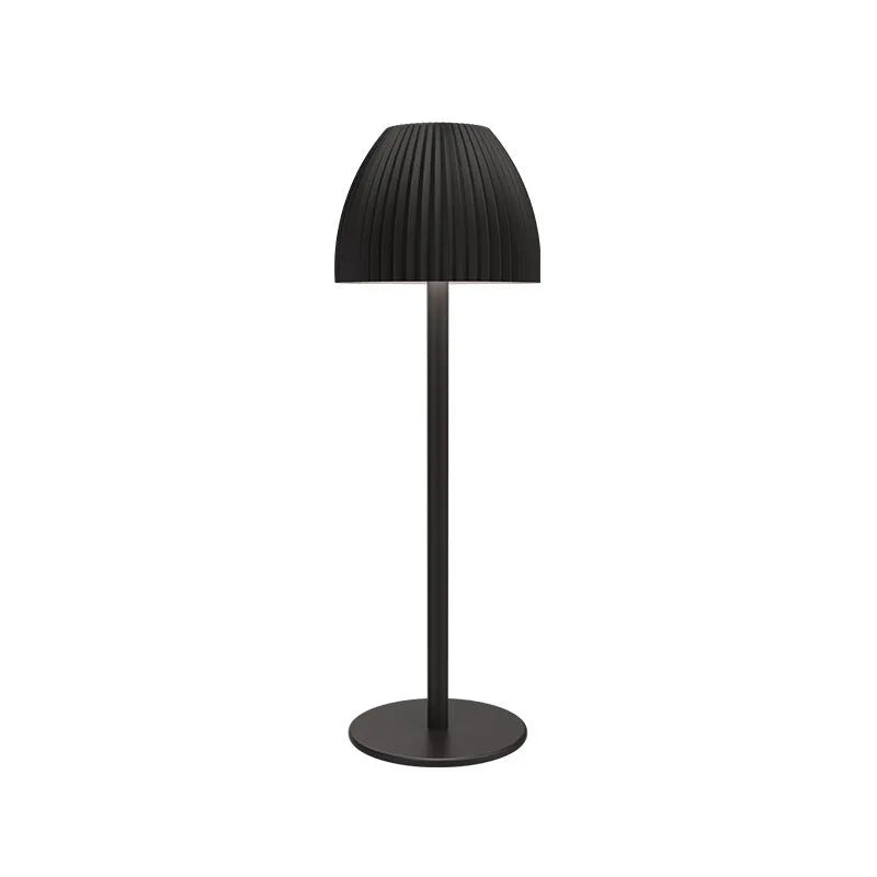 Small modern night lamp with dimming function in black thin round base design on table