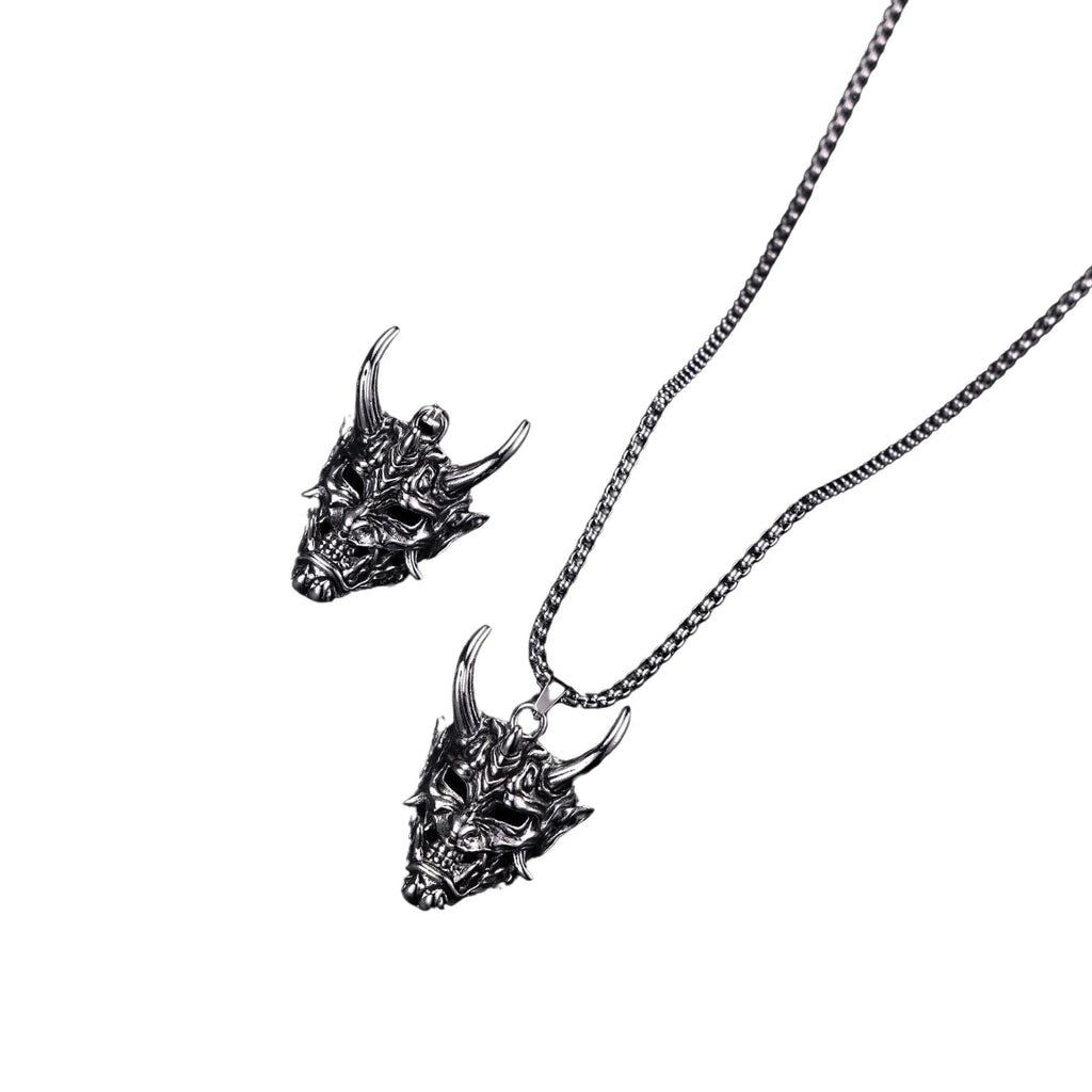 Men's silver electroplated alloy vintage necklace with 40mm by 27mm pendant