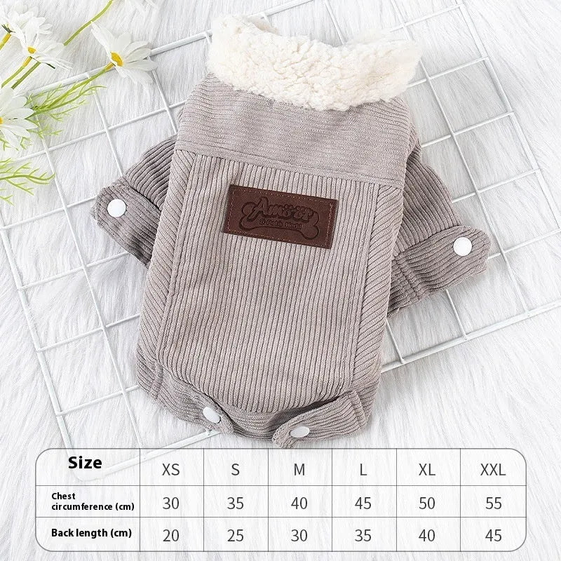 Lambswool grey dog vest with fleece lining for autumn and winter warmth