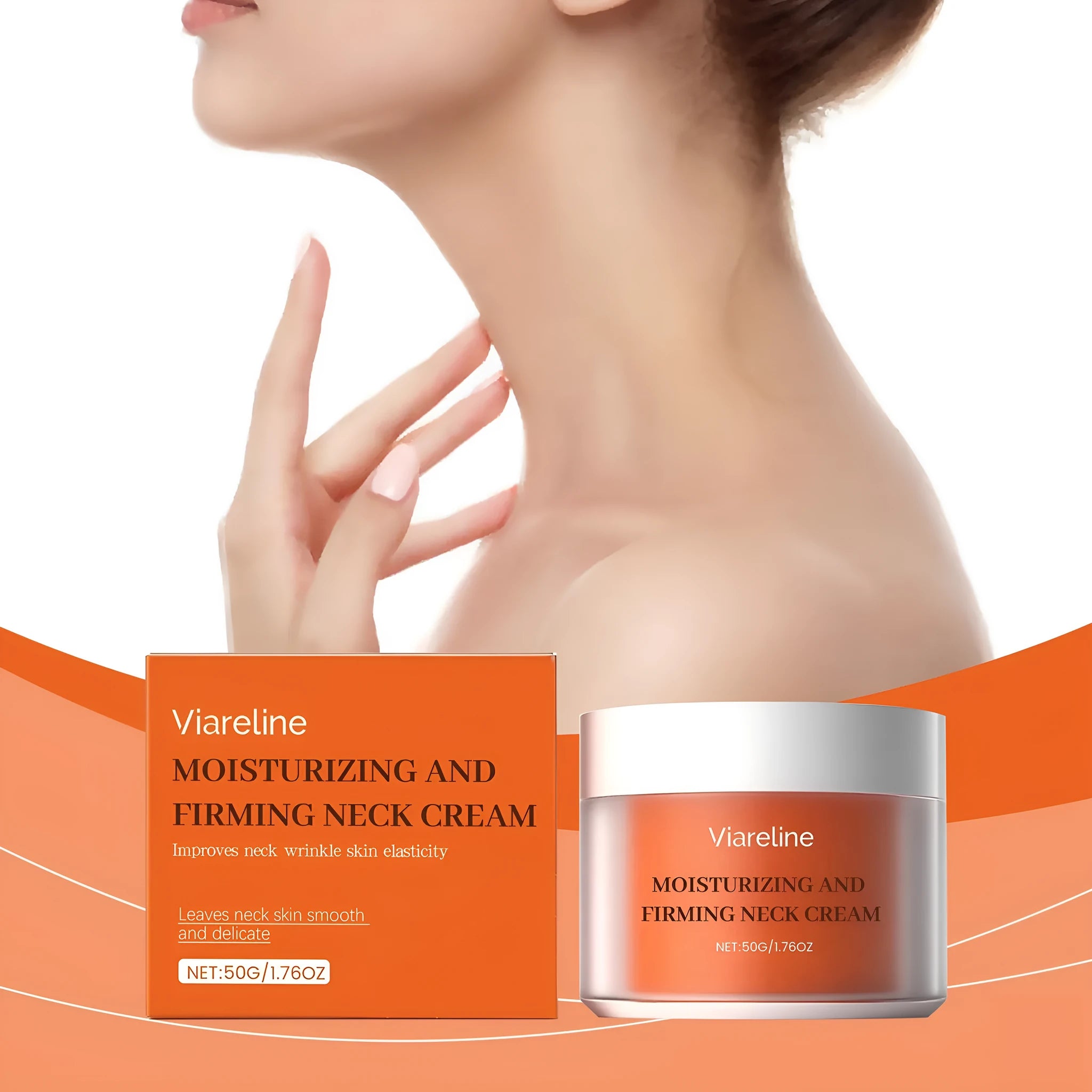 50g neck contour moisturising cream in compact packaging for daily skin tightening treatment