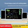 19-inch rechargeable LCD drawing board for children in blue and white colour scheme with stylus.