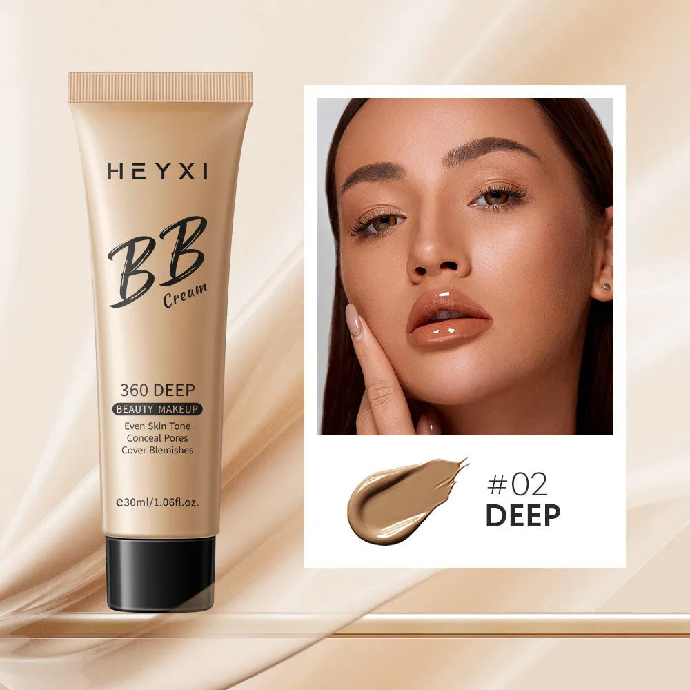 Waterproof BB cream foundation product in four colour shade options for sweat-resistant coverage