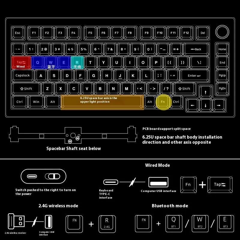 Heiji Snake 75% aluminium mechanical keyboard kit with multiple colour options and customisation tools