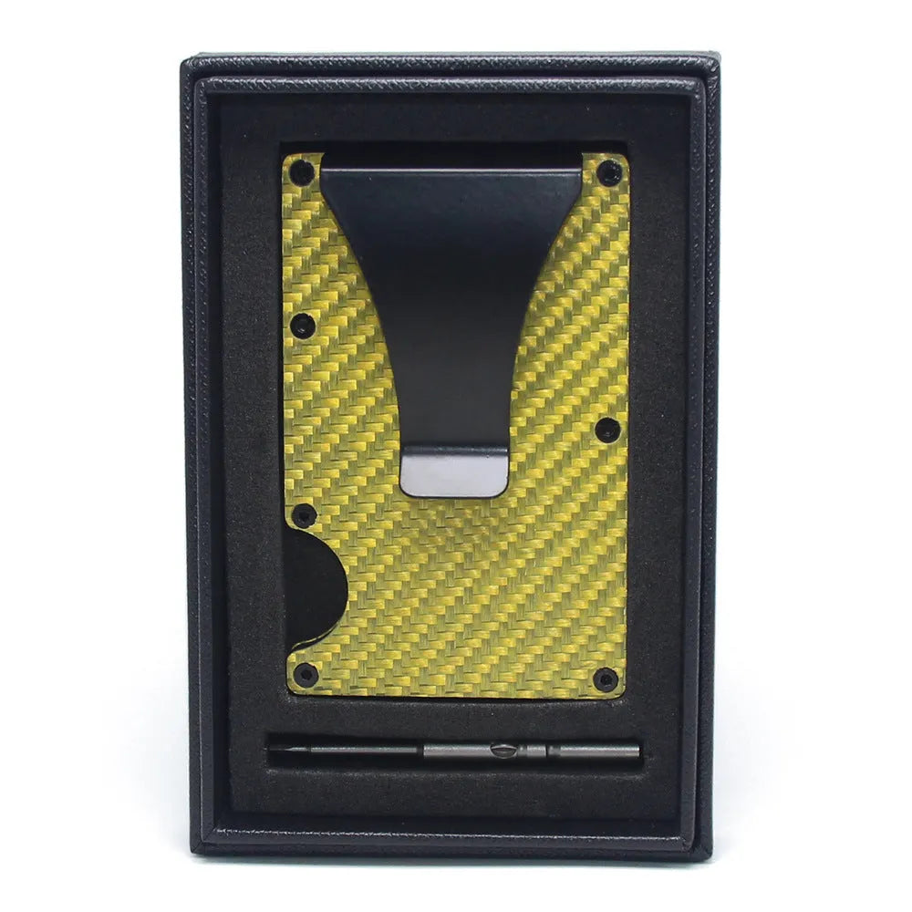 CH6600 carbon fibre and aluminium card holder with geometric design in various colours