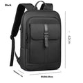 Black Oxford cloth backpack with urban simplicity style and sewing line details