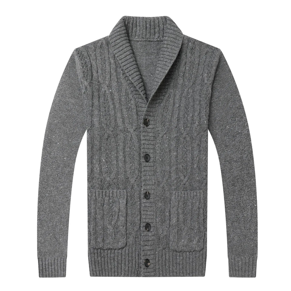 Men's Korean style jacquard pattern knitted jacket straight cut cardigan in autumn winter colours