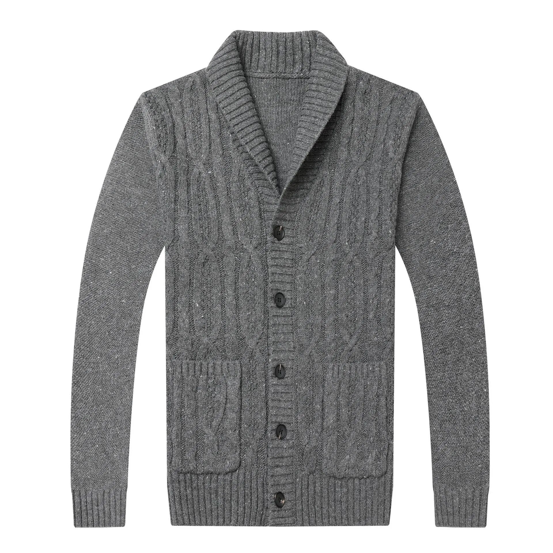 Men's Korean style jacquard pattern knitted jacket straight cut cardigan in autumn winter colours
