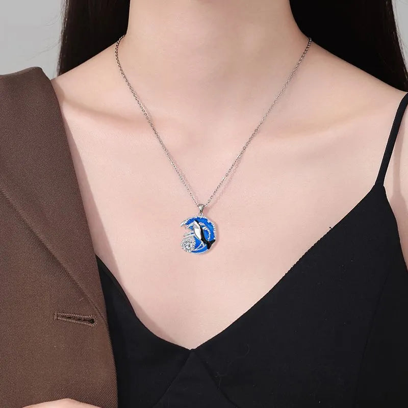 Women's shark necklace with copper pendant on adjustable cross chain, 41cm-50cm perimeter