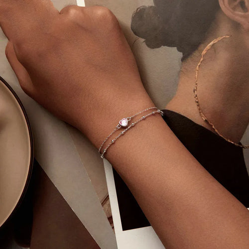 925 sterling silver heart-shaped bracelet with sweet girlish style and BSB152 colour