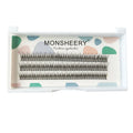 Black V-shaped fairy fishtail false eyelashes showing thick segment design on a clear band.