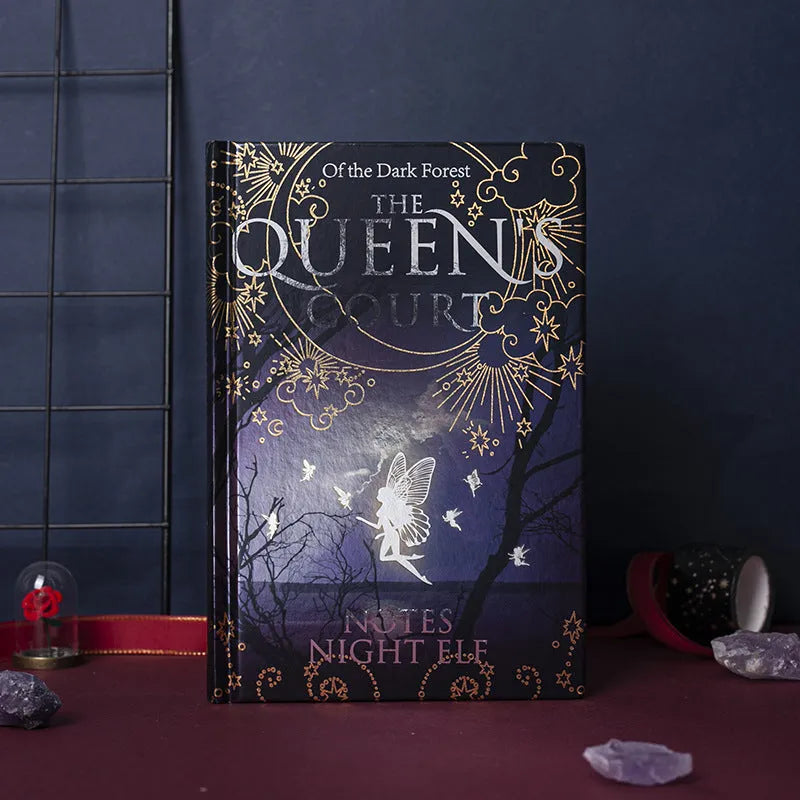 A5 hardcover luminous notebook with night elves design showing blue and purple colour options