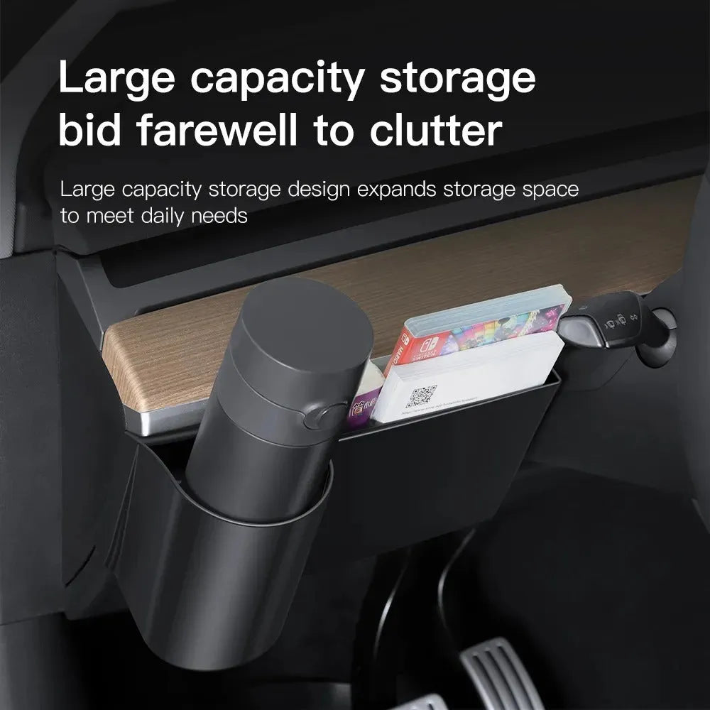Black plastic water cup holder insert for Tesla Model 3 and Model Y left hand drive dashboard