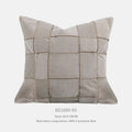 Square chenille woven cushion in beige colour showing textured surface
