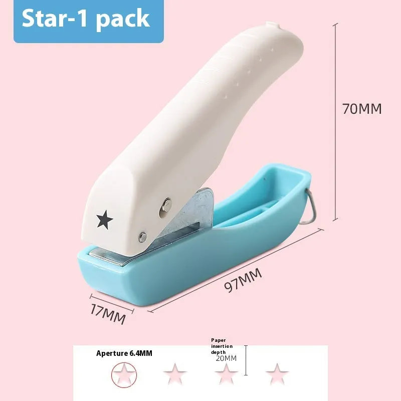 Small manual embossing punching machine with love, star, and circle pattern dies