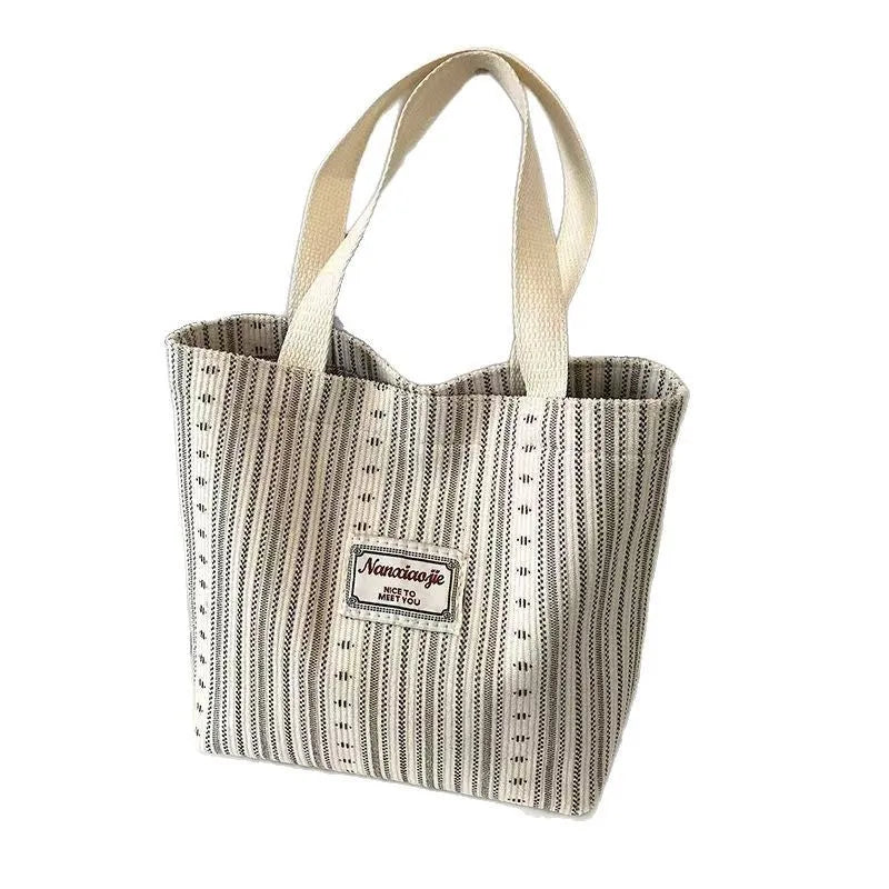 Japanese style corduroy handbag in ivory white, grey or dark brown with large capacity