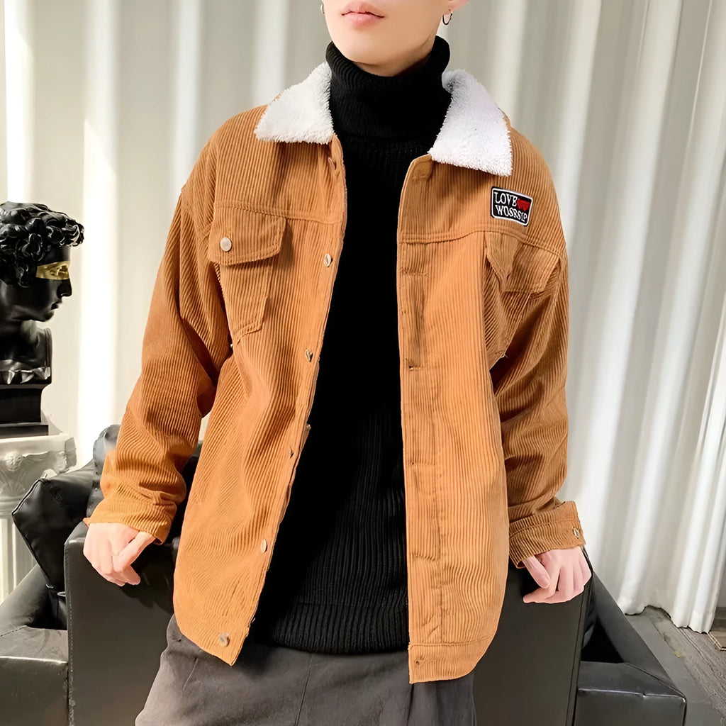 Men's corduroy workwear jacket in loose fit with regular sleeves