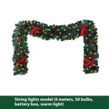 European style PVC Christmas cane decoration with rattan design, pine cones and decorative bow