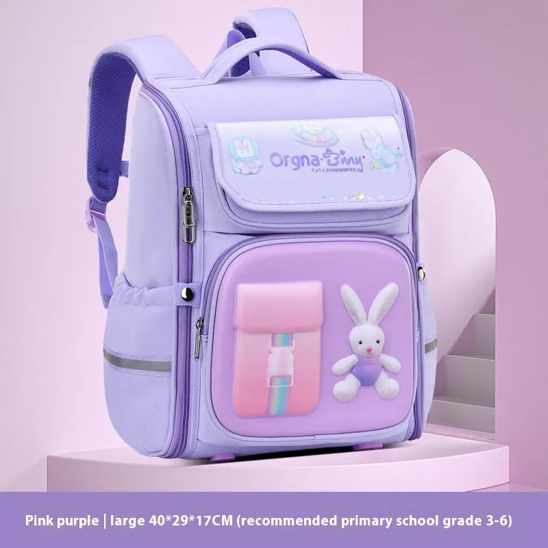 Children's large capacity cartoon backpack with airpillow straps in spaceman blue red colour