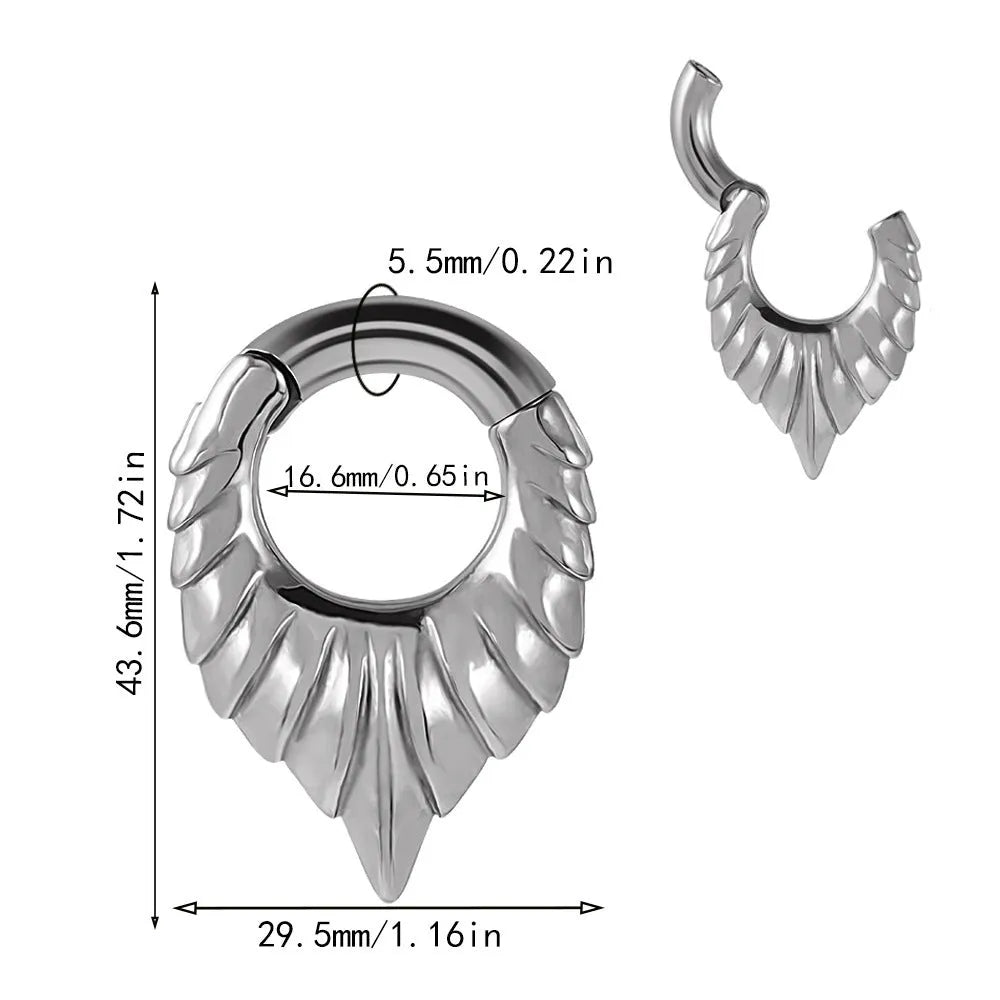 Stainless steel drop-shaped ear extender with round hanging egg totem design