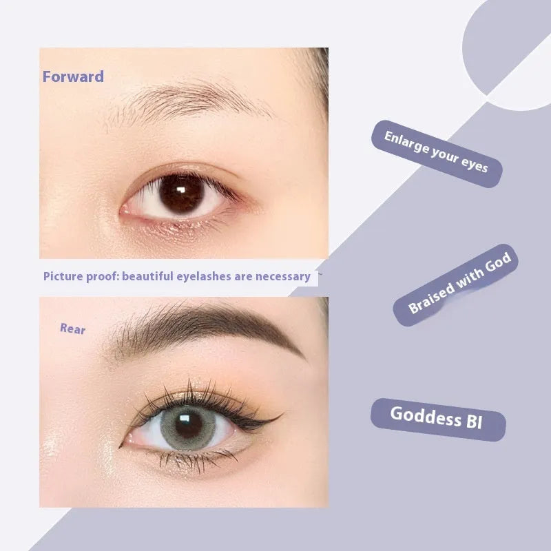Black V-shaped fairy fishtail false eyelashes showing thick segment design on a clear band.