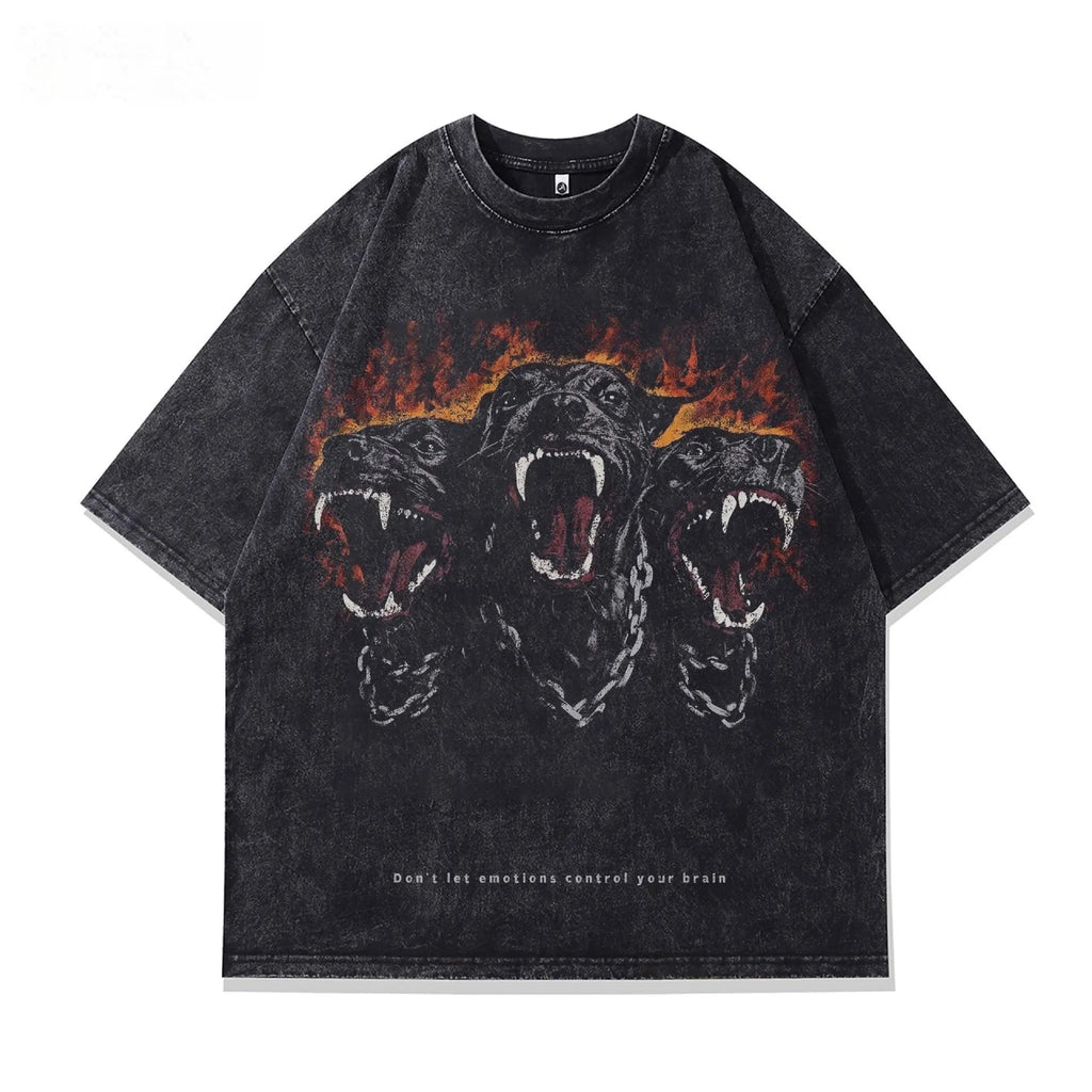 Men's loose fit cotton t-shirt with character print design in short sleeve styling