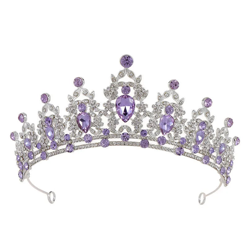 Baroque-style bride headdress crown with rhinestone accents on alloy base
