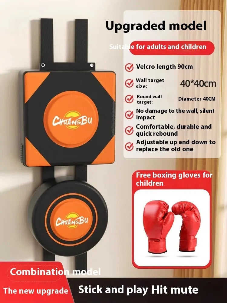 Hanging boxing wall target with PU leather surface mounted on bracket