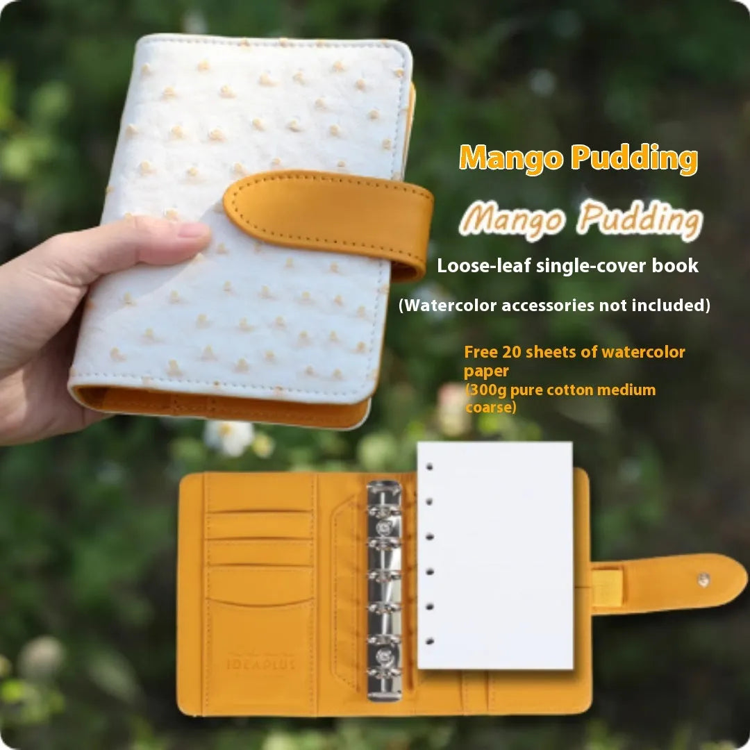 A7 loose-leaf watercolour notebook with twin-wire binding shown in avocado green colour