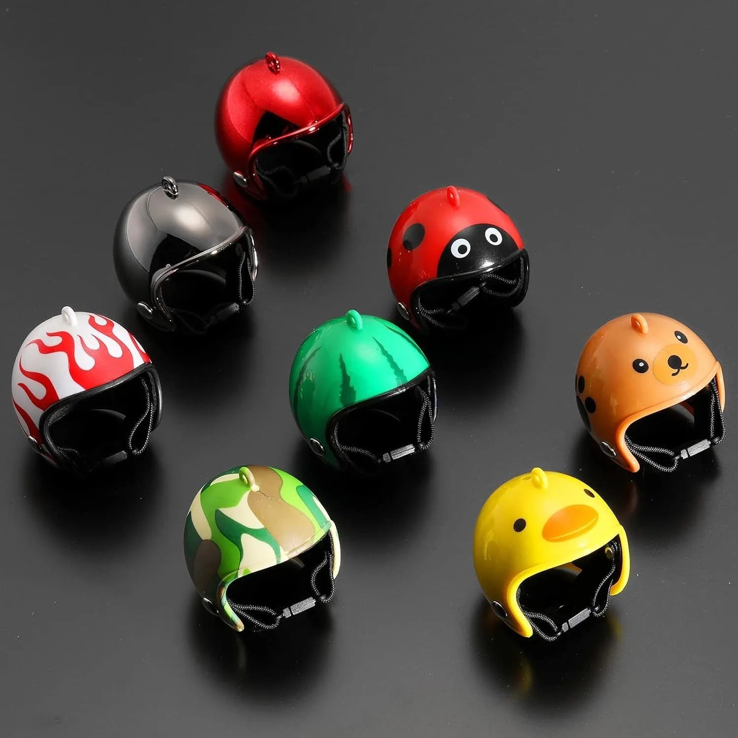Small pet safety helmet on chicken with adjustable elastic bands and sponge lining