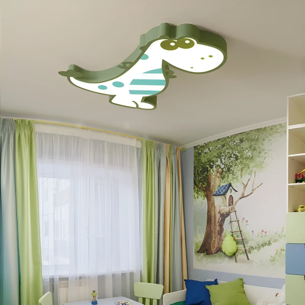 Cartoon dinosaur ceiling light with 48cm diameter PVC shade and aluminium fixture