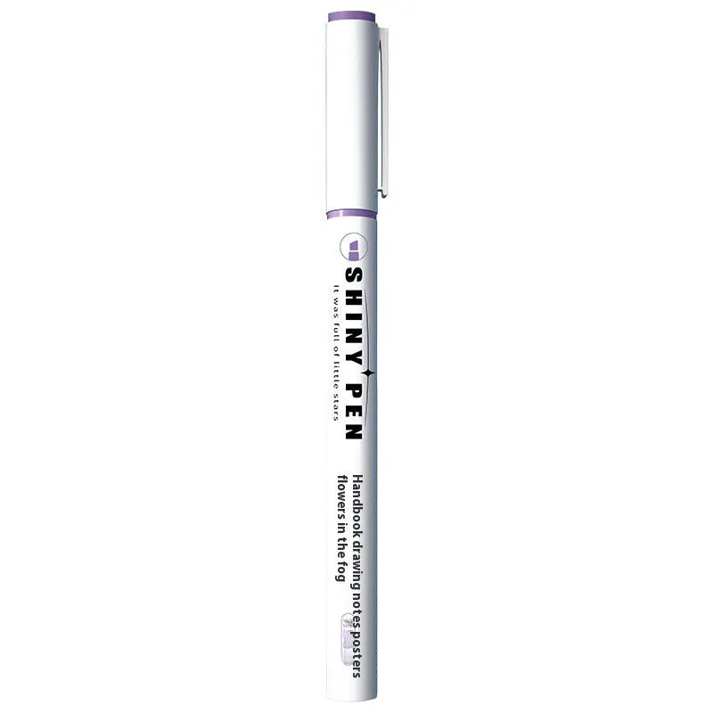 Four glitter highlighter pens with slanted 4mm tips in assorted fluorescent colours