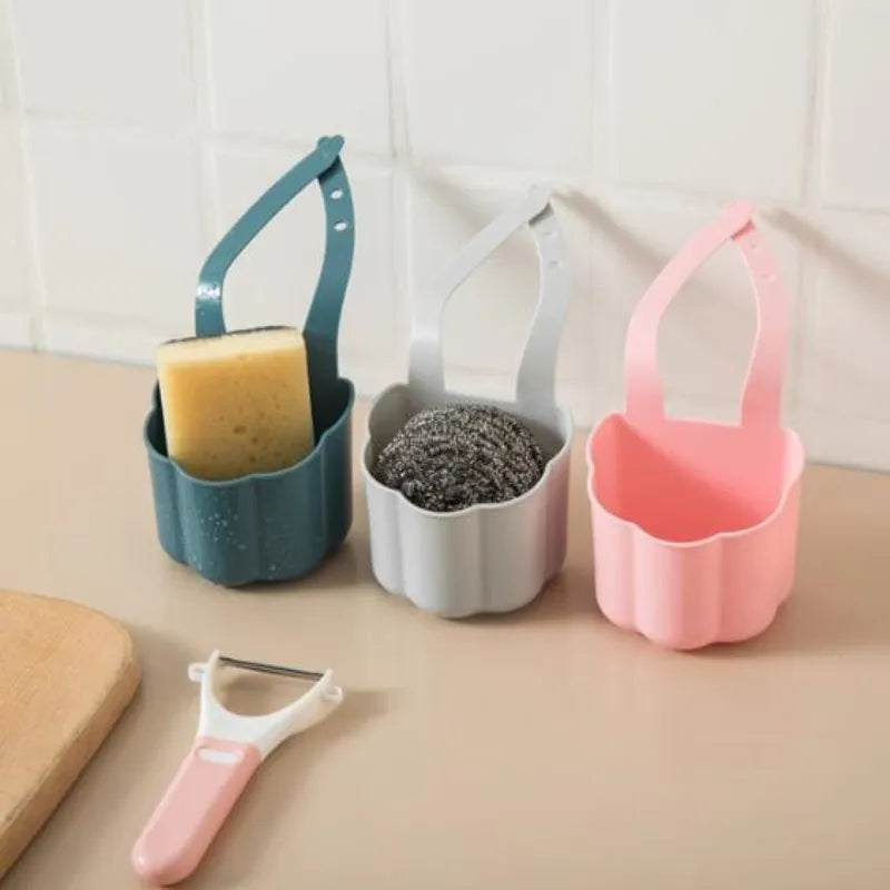 Nordic style plastic sink drain basket in dark blue measuring 20cm by 10cm by 7.5cm