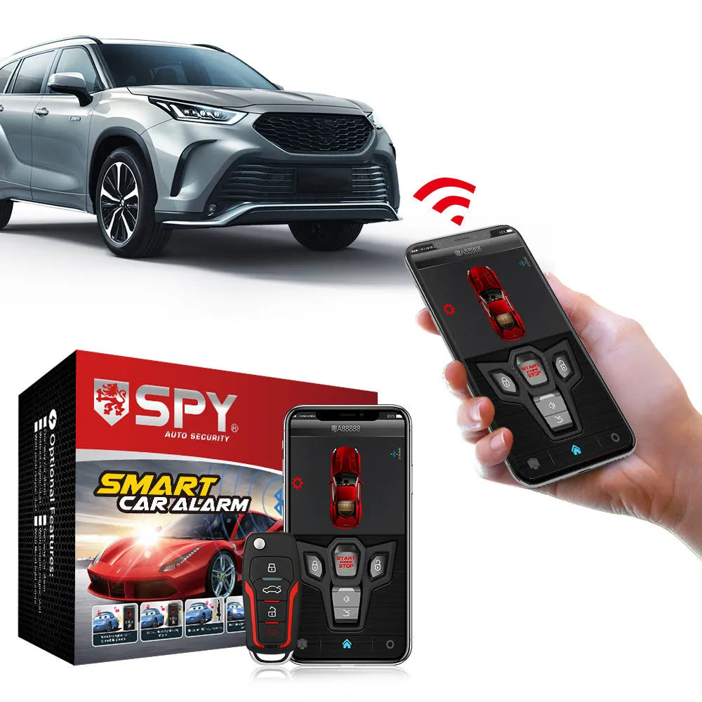Red and black one-way car alarm system with two remote controls for 3000 metre vehicle security