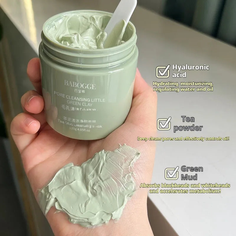 120g clay facial cleansing mask in container with daub-type application for non-pulling use