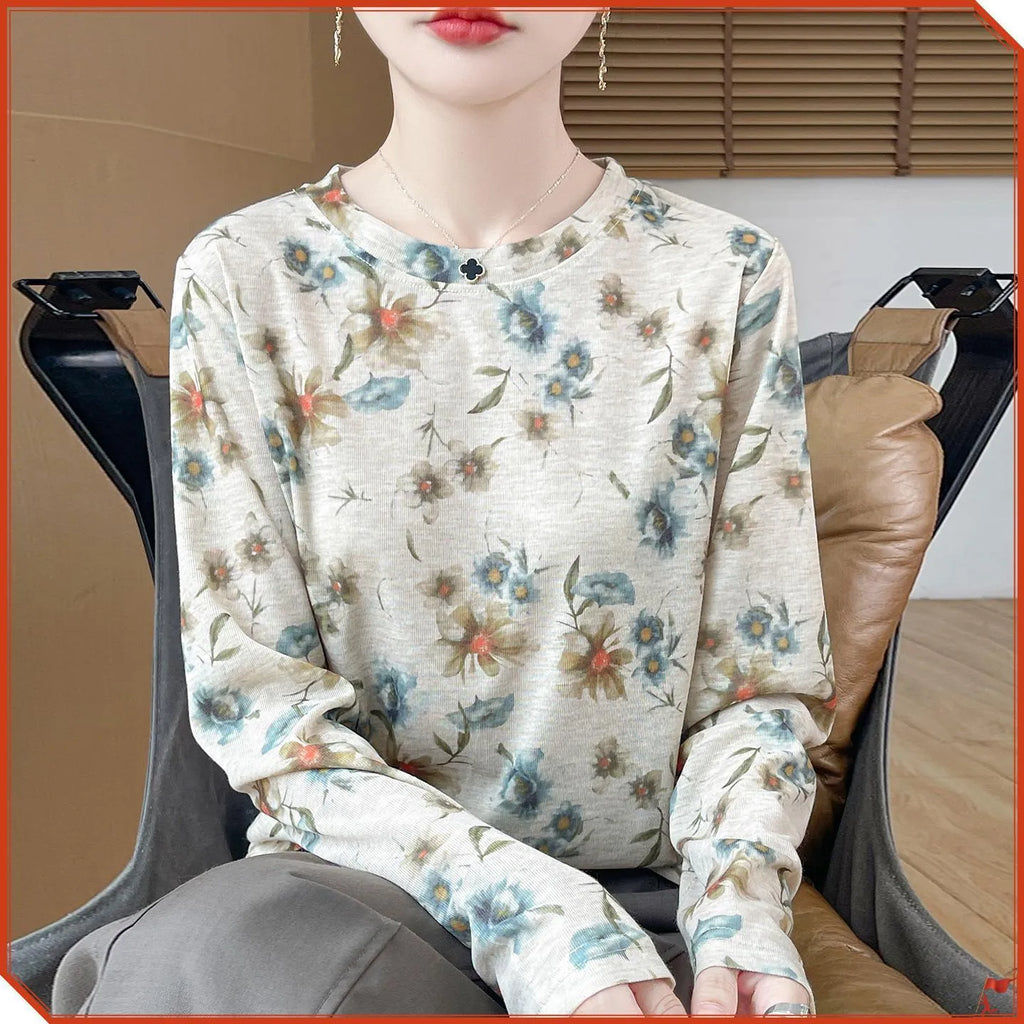 Tencel Cotton round neck pullover shirt with printed design in multiple colour options.