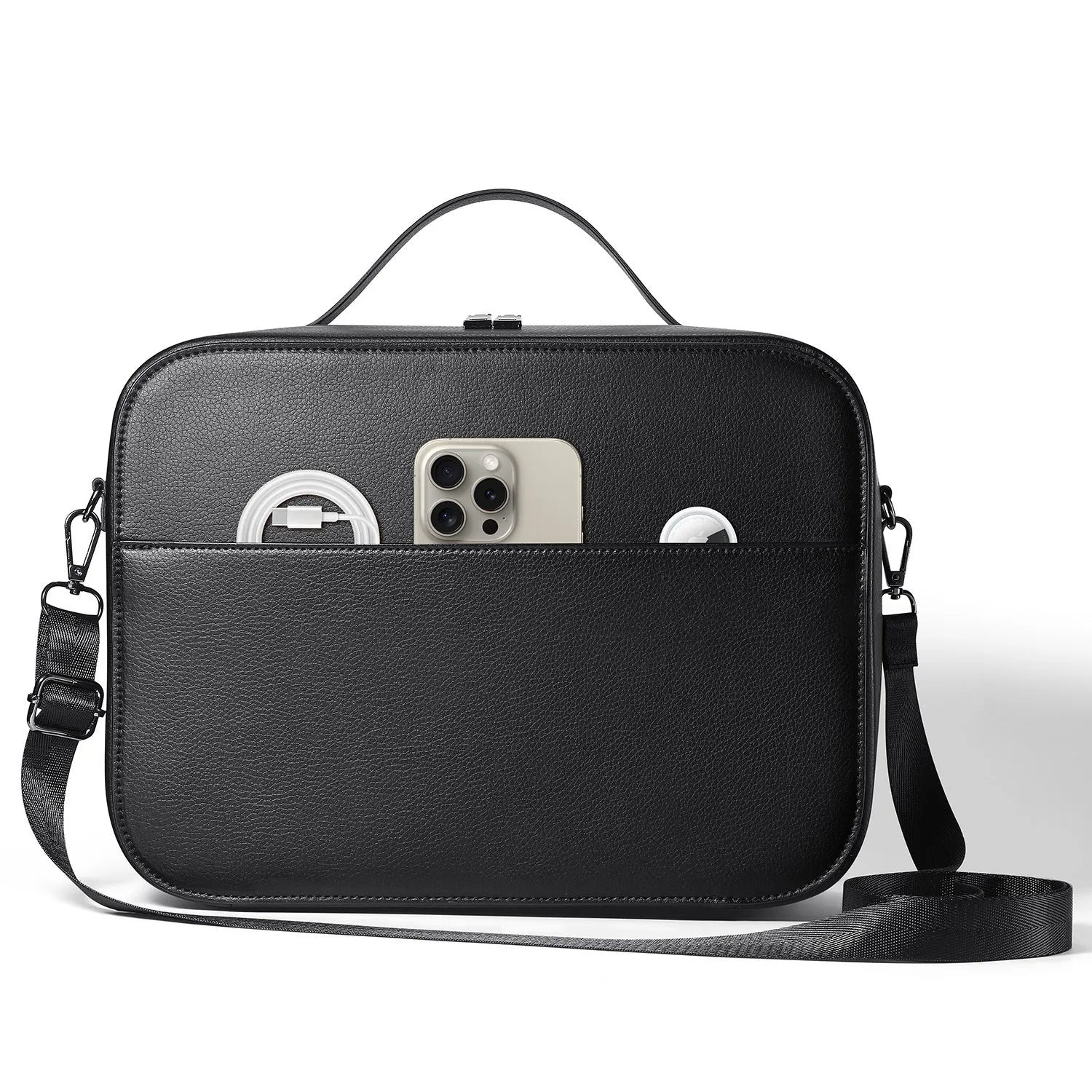 Black superfiber storage box for Apple Vision Pro MR glasses showing interior space.