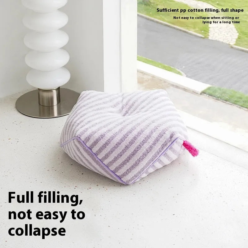 Striped soft velvet pet bed with removable cover in orange, purple or yellow colour
