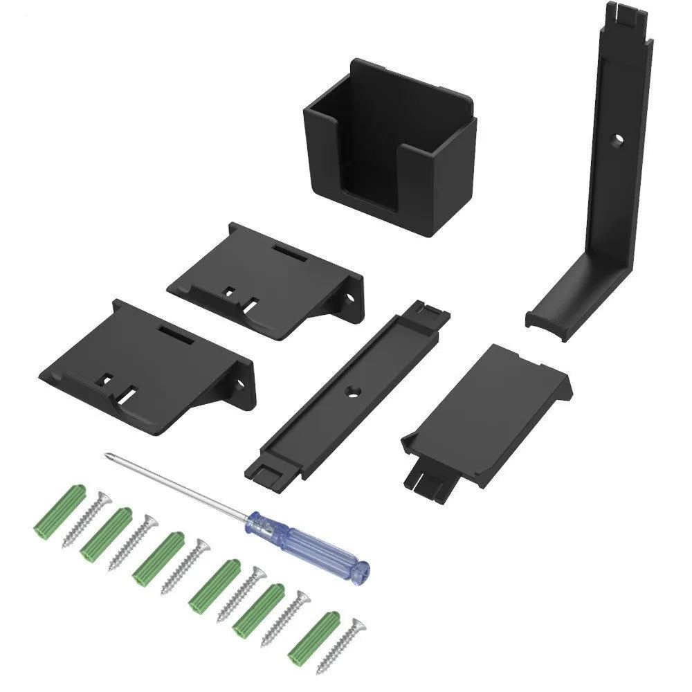 White ABS plastic wall hook holding PlayStation and Xbox game controllers