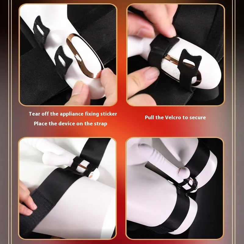Black knitted belt strap for adult toys measuring 20mm wide by 65cm long
