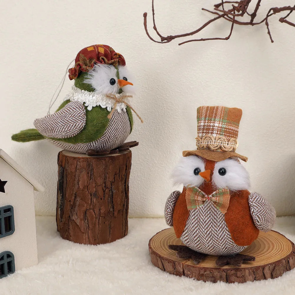 Thanksgiving owl decoration hanging pendant in green and orange colours.