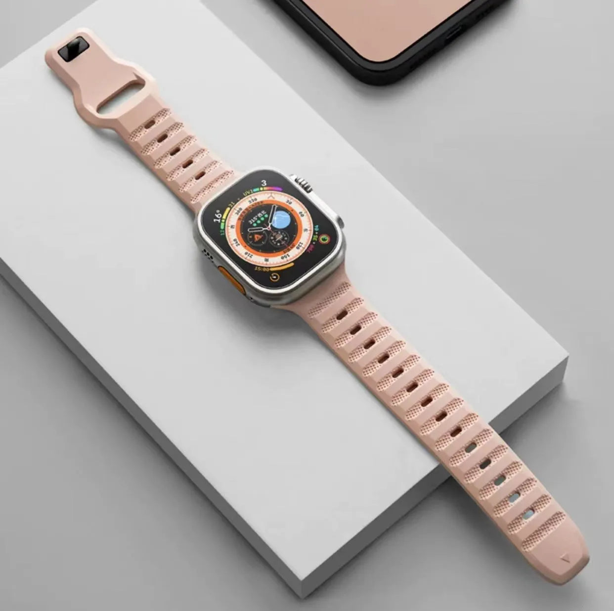 Fluoro rubber Apple Watch band in multiple colours with T buckle for Ultra and Series 1-8 models
