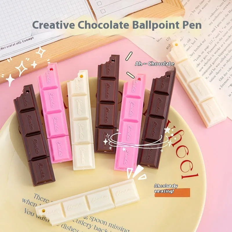 Chocolate simulation cartoon ballpoint pen with 0.5mm bullet tip in three colour variations