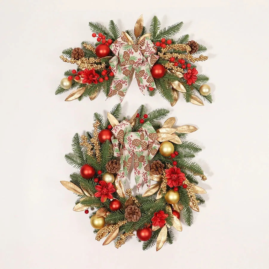 Christmas garland collection showing four plastic decorative designs with optional battery-powered lighting