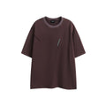Embroidered washed purple and black loose-fit retro cotton short-sleeved t-shirt.